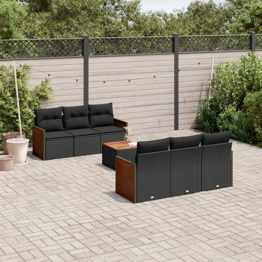 Set canapele de grădină cu perne, 7 piese, negru, poliratan - WALTI WALTI