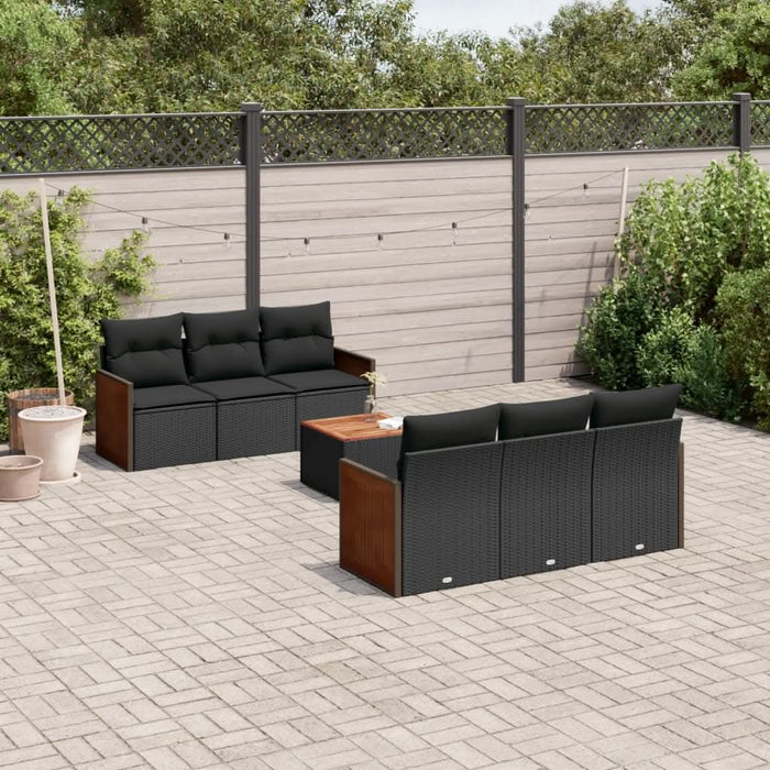 Set canapele de grădină cu perne, 7 piese, negru, poliratan - WALTI WALTI