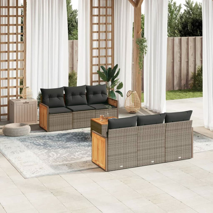 Set canapele de grădină, 7 piese, cu perne, gri, poliratan - WALTI WALTI