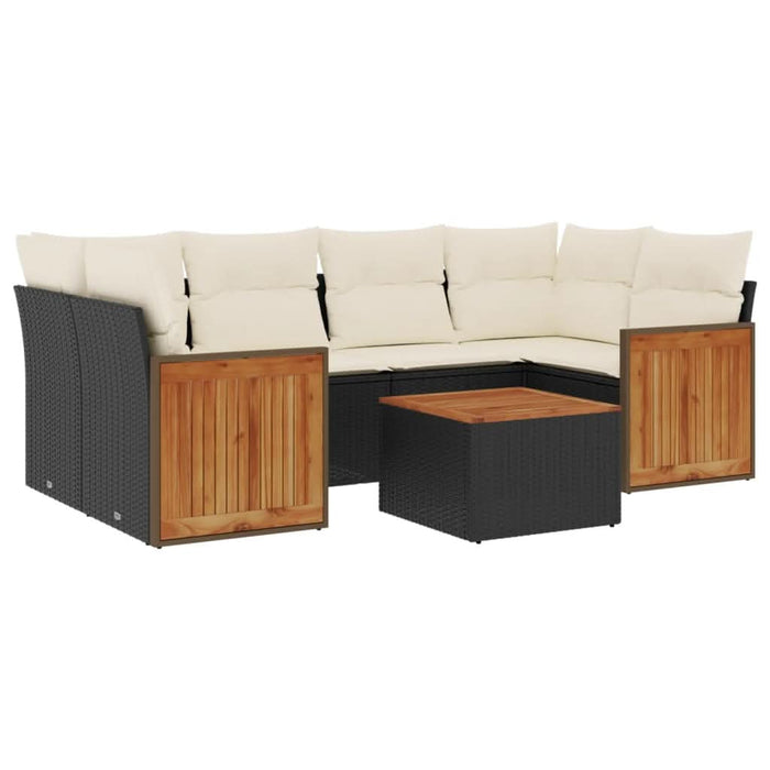 Set canapele de grădină cu perne, 7 piese, negru, poliratan - WALTI WALTI