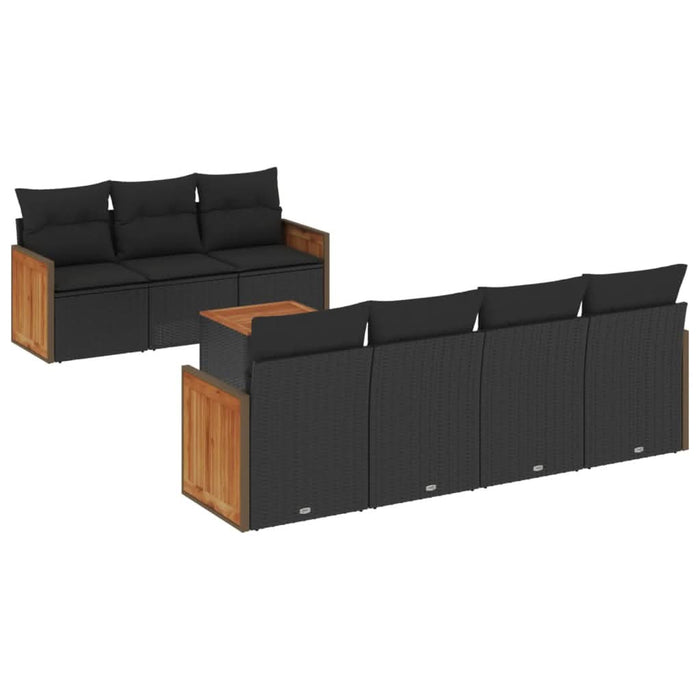 Set mobilier de grădină cu perne, 8 piese, negru, poliratan - WALTI WALTI