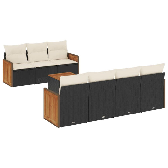 Set mobilier de grădină cu perne, 8 piese, negru, poliratan - WALTI WALTI