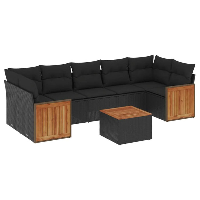 Set mobilier de grădină cu perne, 8 piese, negru, poliratan - WALTI WALTI