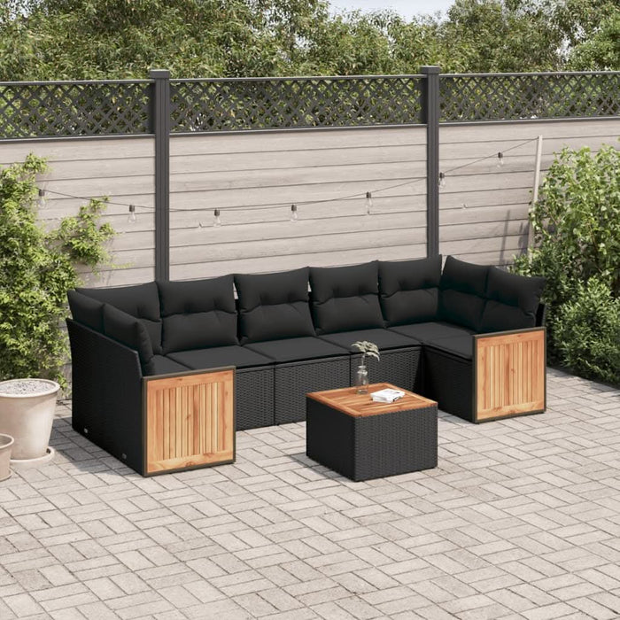 Set mobilier de grădină cu perne, 8 piese, negru, poliratan - WALTI WALTI