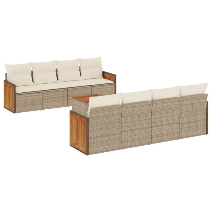 Set canapele de grădină, 9 piese, cu perne, bej, poliratan - WALTI WALTI