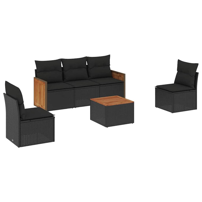 Set mobilier de grădină cu perne, 6 piese, negru, poliratan - WALTI WALTI