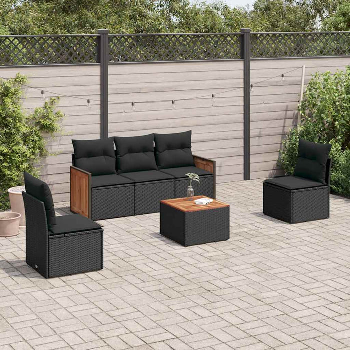 Set mobilier de grădină cu perne, 6 piese, negru, poliratan - WALTI WALTI