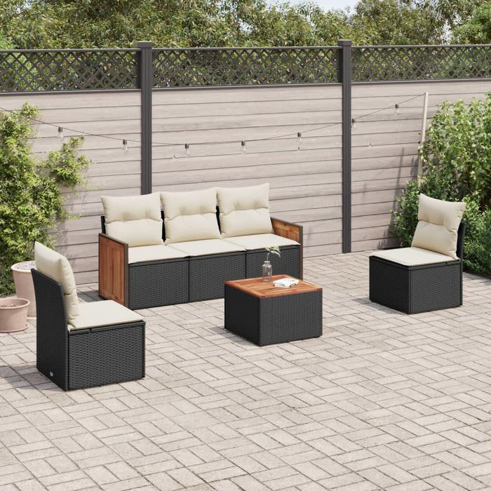 Set mobilier de grădină cu perne, 6 piese, negru, poliratan - WALTI WALTI