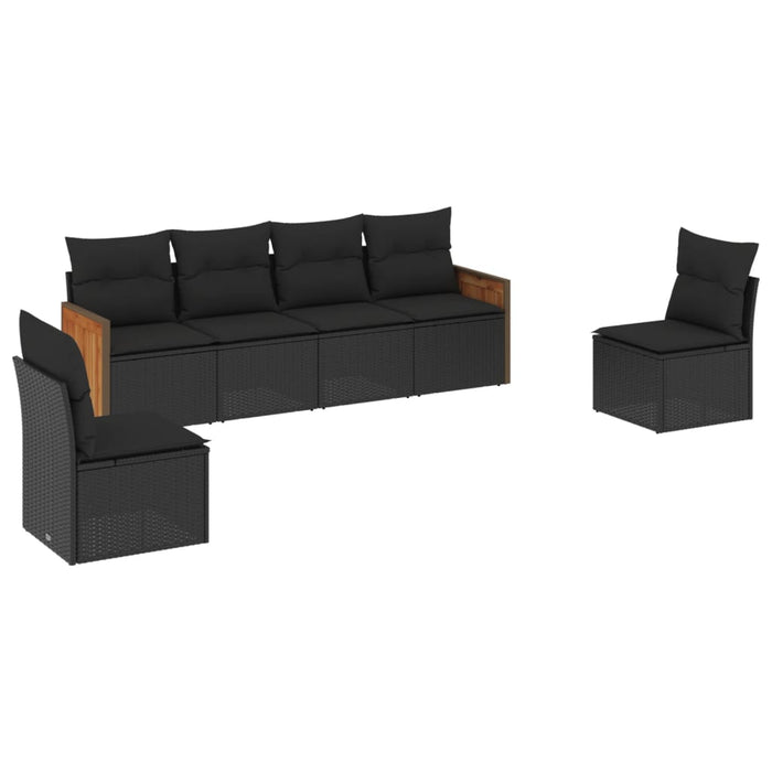 Set mobilier de grădină cu perne, 6 piese, negru, poliratan - WALTI WALTI