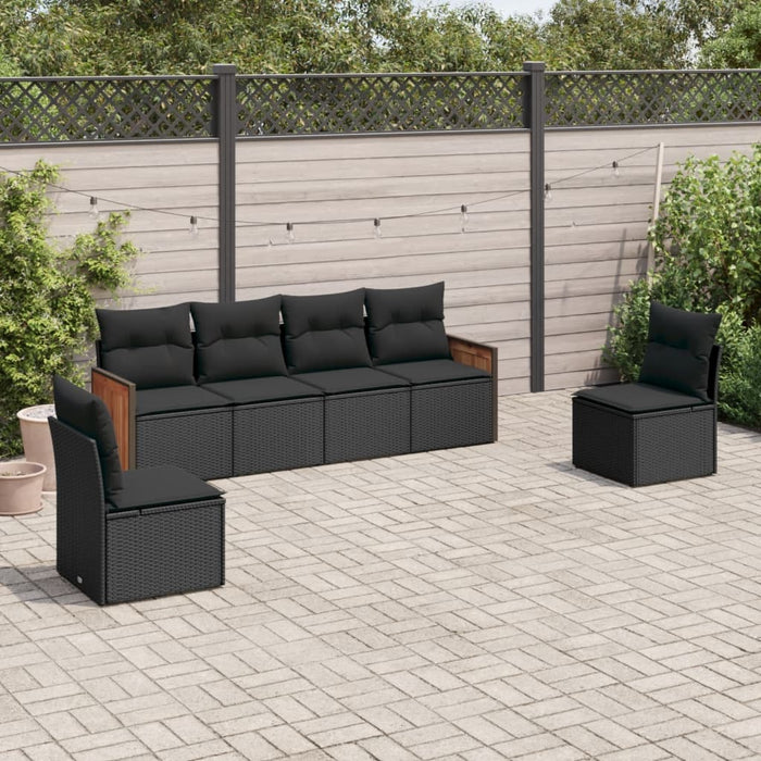 Set mobilier de grădină cu perne, 6 piese, negru, poliratan - WALTI WALTI