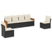 Set mobilier de grădină cu perne, 6 piese, negru, poliratan - WALTI WALTI