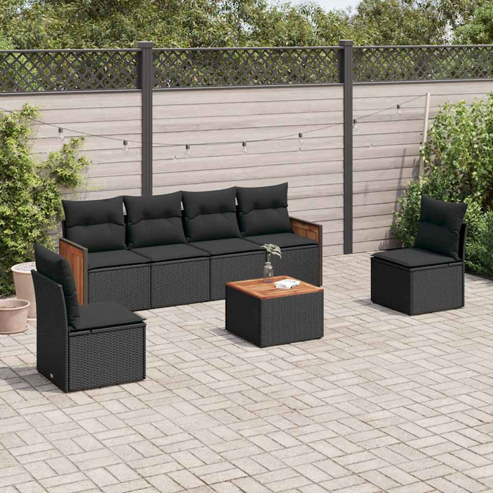 Set canapele de grădină cu perne, 7 piese, negru, poliratan - WALTI WALTI