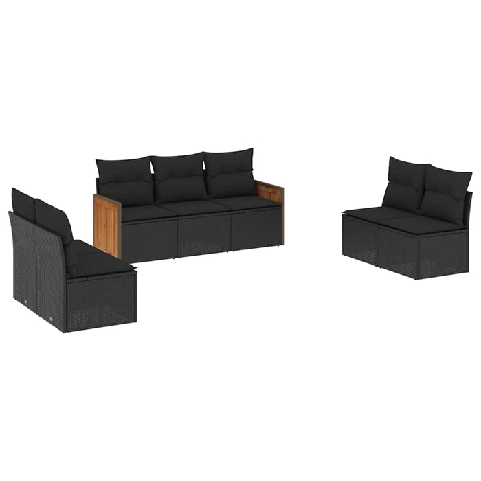 Set canapele de grădină cu perne, 7 piese, negru, poliratan - WALTI WALTI