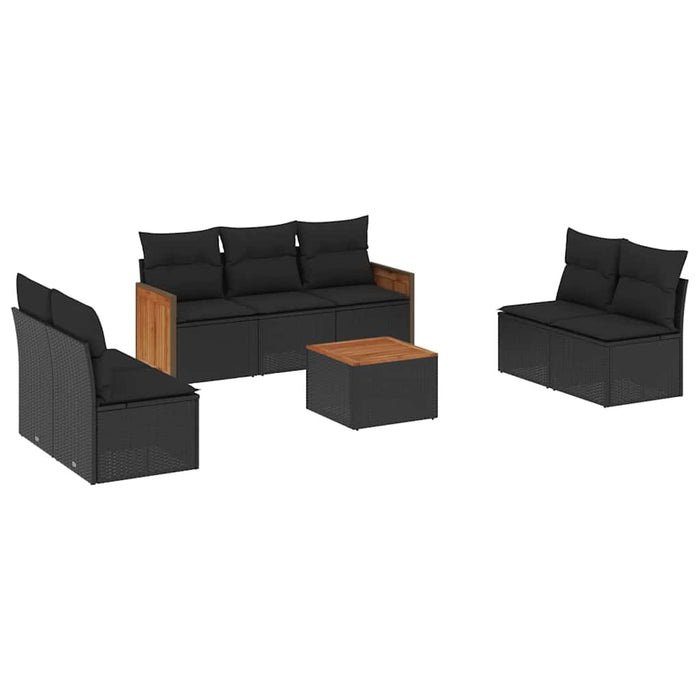 Set mobilier de grădină cu perne, 8 piese, negru, poliratan - WALTI WALTI