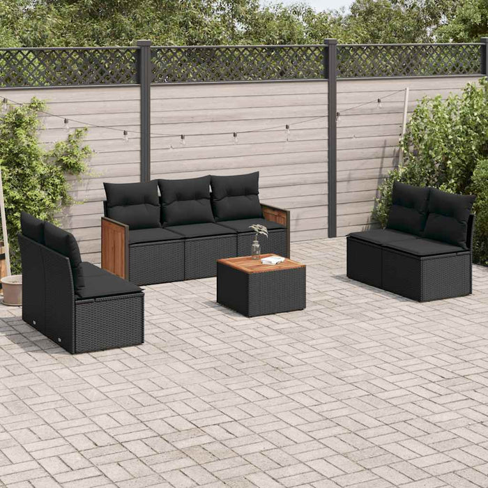 Set mobilier de grădină cu perne, 8 piese, negru, poliratan - WALTI WALTI