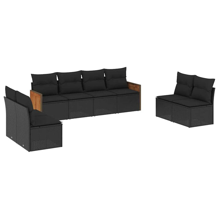 Set mobilier de grădină cu perne, 8 piese, negru, poliratan - WALTI WALTI