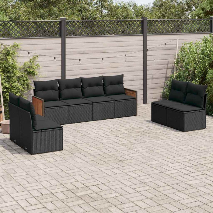 Set mobilier de grădină cu perne, 8 piese, negru, poliratan - WALTI WALTI