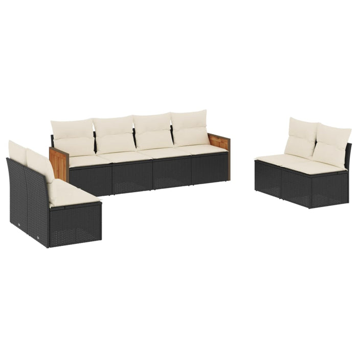 Set mobilier de grădină cu perne, 8 piese, negru, poliratan - WALTI WALTI