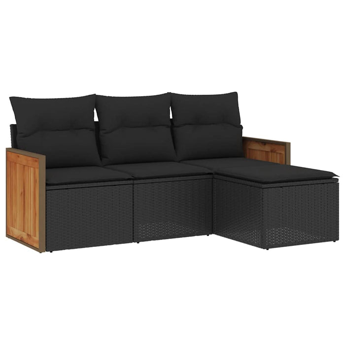 Set mobilier de grădină cu perne, 4 piese, negru, poliratan - WALTI WALTI