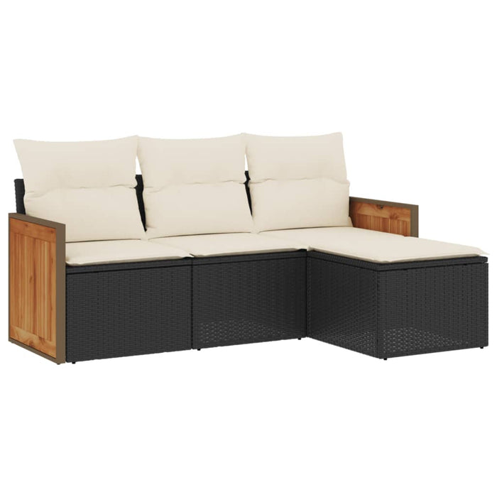 Set mobilier de grădină cu perne, 4 piese, negru, poliratan - WALTI WALTI