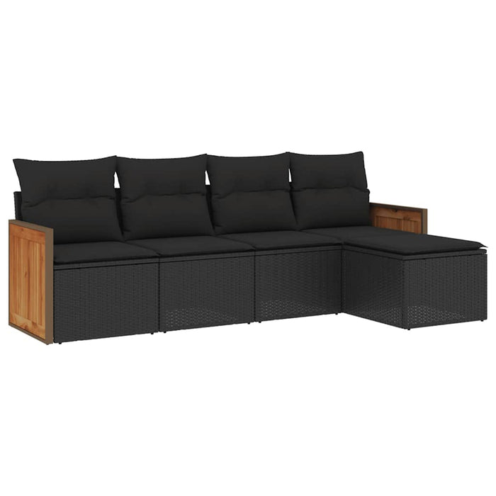 Set mobilier de grădină cu perne, 5 piese, negru, poliratan - WALTI WALTI