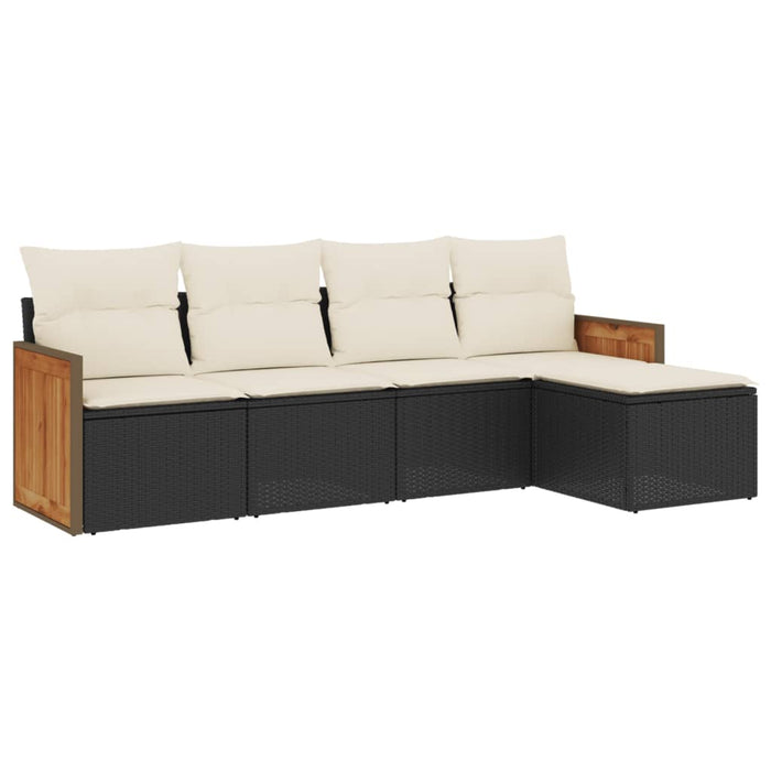 Set mobilier de grădină cu perne, 5 piese, negru, poliratan - WALTI WALTI