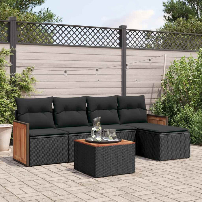 Set mobilier de grădină cu perne, 6 piese, negru, poliratan - WALTI WALTI