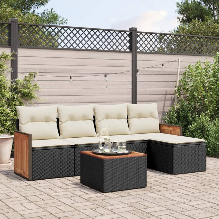 Set mobilier de grădină cu perne, 6 piese, negru, poliratan - WALTI WALTI