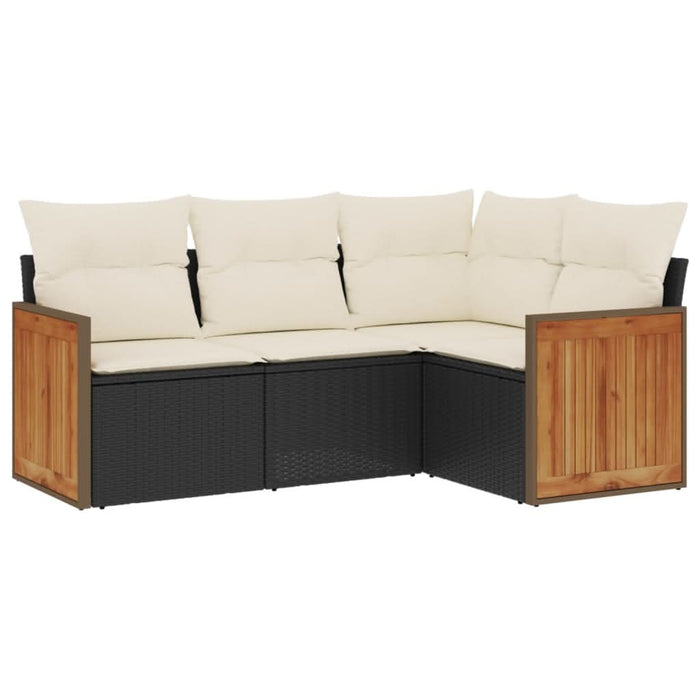 Set mobilier de grădină cu perne, 4 piese, negru, poliratan - WALTI WALTI