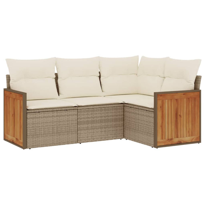 Set canapele de grădină, 4 piese, cu perne, bej, poliratan WALTI