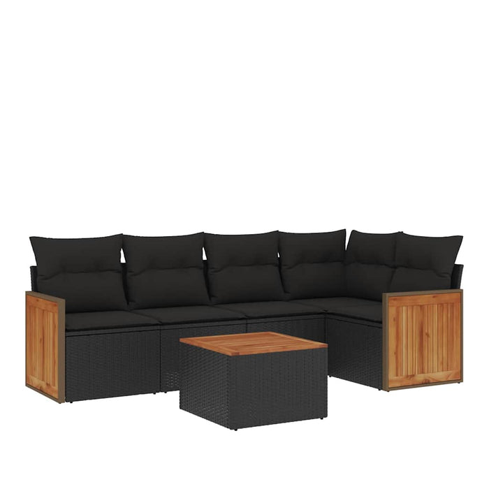 Set mobilier de grădină cu perne, 6 piese, negru, poliratan - WALTI WALTI