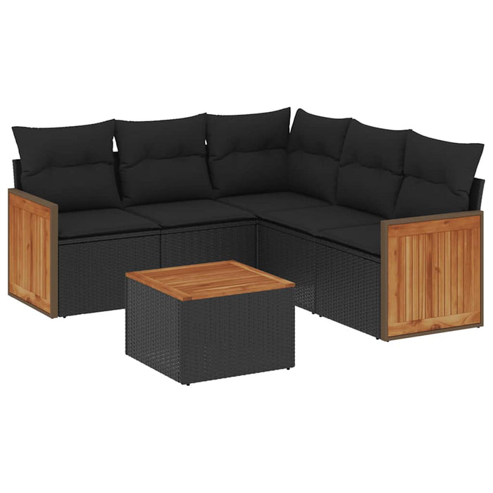 Set mobilier de grădină cu perne, 6 piese, negru, poliratan - WALTI WALTI