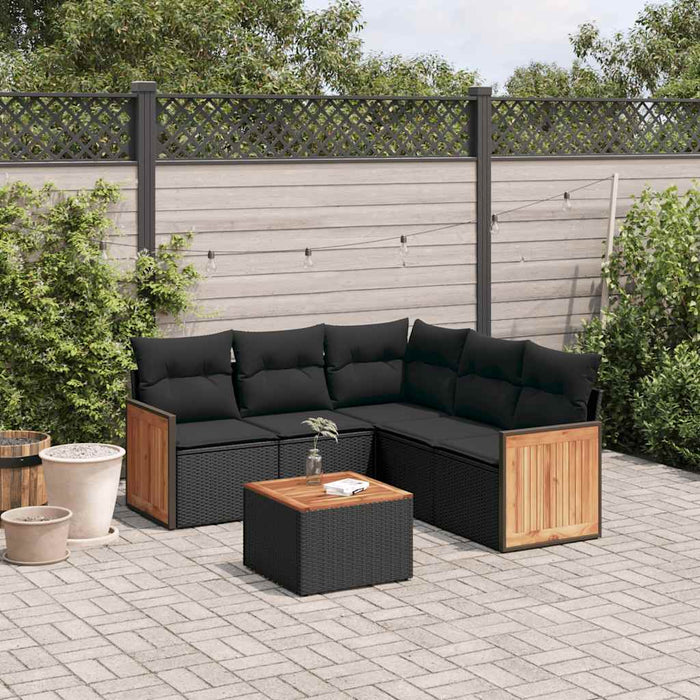 Set mobilier de grădină cu perne, 6 piese, negru, poliratan - WALTI WALTI