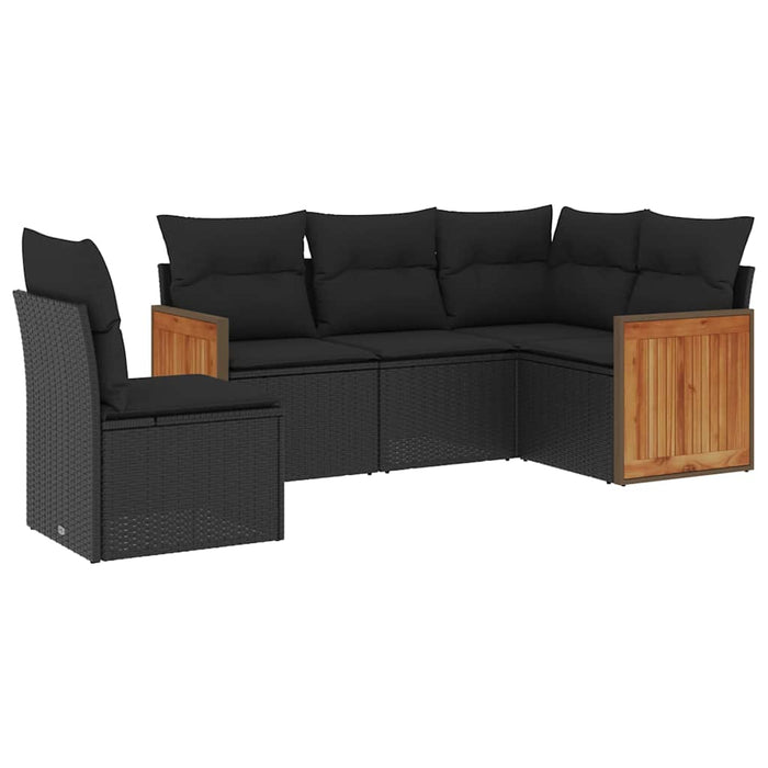 Set mobilier de grădină cu perne, 5 piese, negru, poliratan - WALTI WALTI