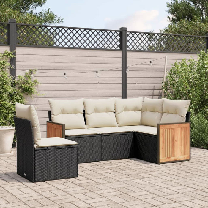 Set mobilier de grădină cu perne, 5 piese, negru, poliratan - WALTI WALTI