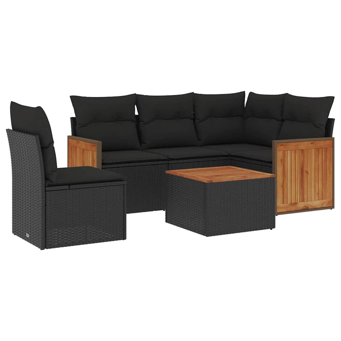 Set mobilier de grădină cu perne, 6 piese, negru, poliratan - WALTI WALTI