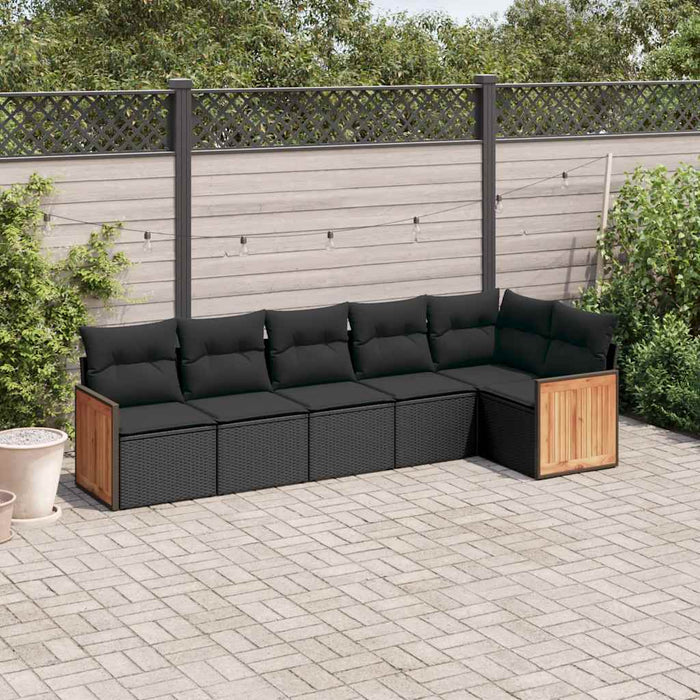 Set mobilier de grădină cu perne, 6 piese, negru, poliratan - WALTI WALTI