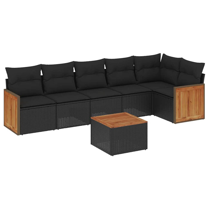 Set canapele de grădină cu perne, 7 piese, negru, poliratan - WALTI WALTI