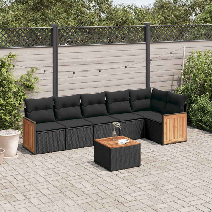 Set canapele de grădină cu perne, 7 piese, negru, poliratan - WALTI WALTI