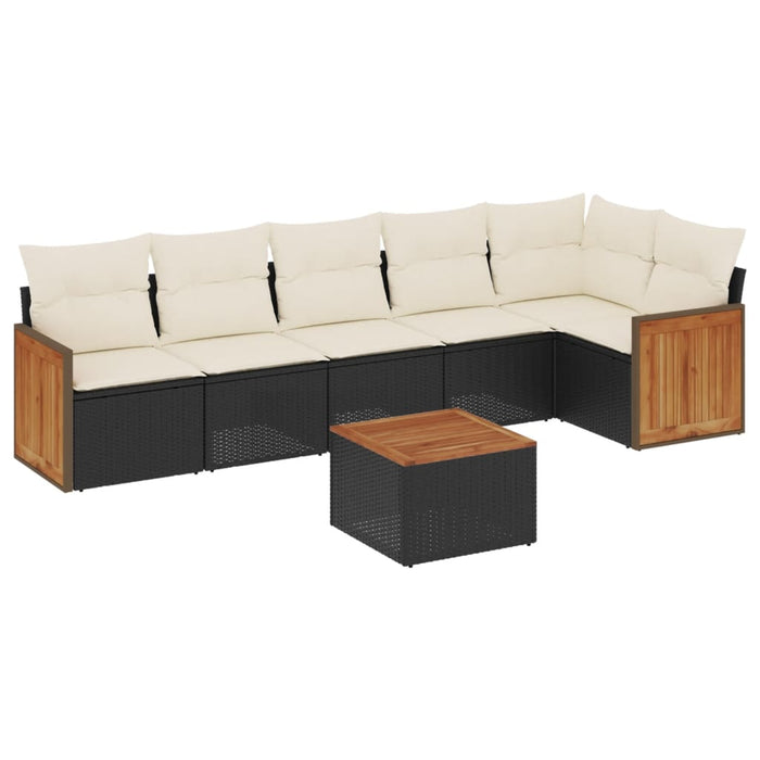 Set canapele de grădină cu perne, 7 piese, negru, poliratan - WALTI WALTI