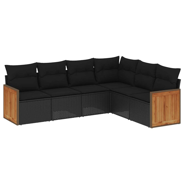 Set mobilier de grădină cu perne, 6 piese, negru, poliratan - WALTI WALTI