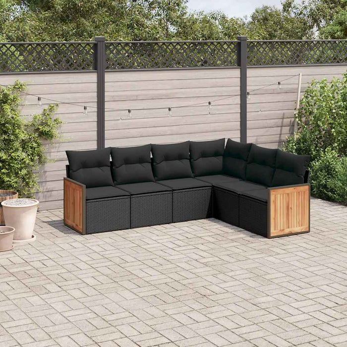 Set mobilier de grădină cu perne, 6 piese, negru, poliratan - WALTI WALTI