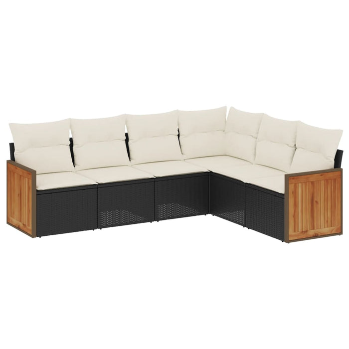Set mobilier de grădină cu perne, 6 piese, negru, poliratan - WALTI WALTI
