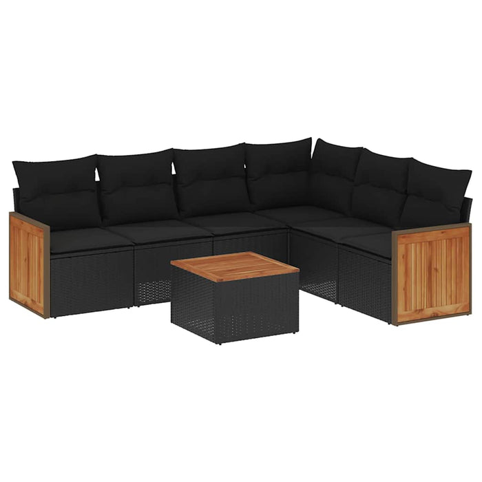 Set canapele de grădină cu perne, 7 piese, negru, poliratan - WALTI WALTI
