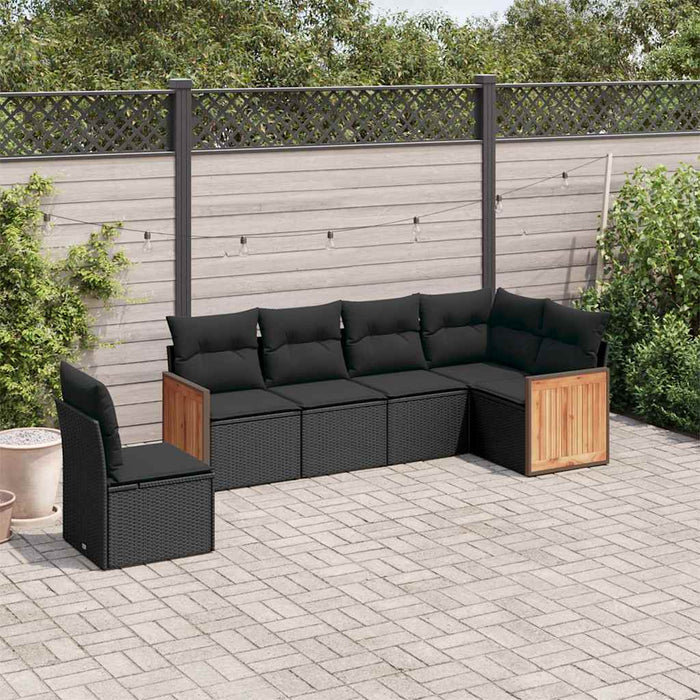 Set mobilier de grădină cu perne, 6 piese, negru, poliratan - WALTI WALTI
