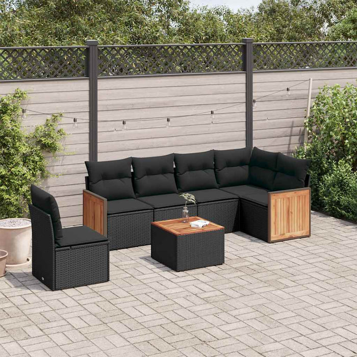 Set canapele de grădină cu perne, 7 piese, negru, poliratan - WALTI WALTI