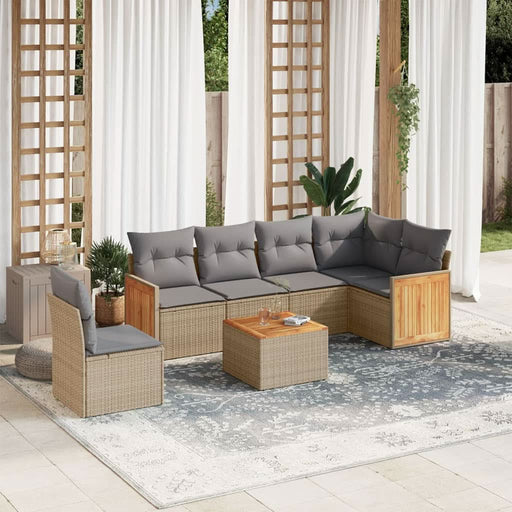 Set canapele de grădină, 7 piese, cu perne, bej, poliratan - WALTI WALTI