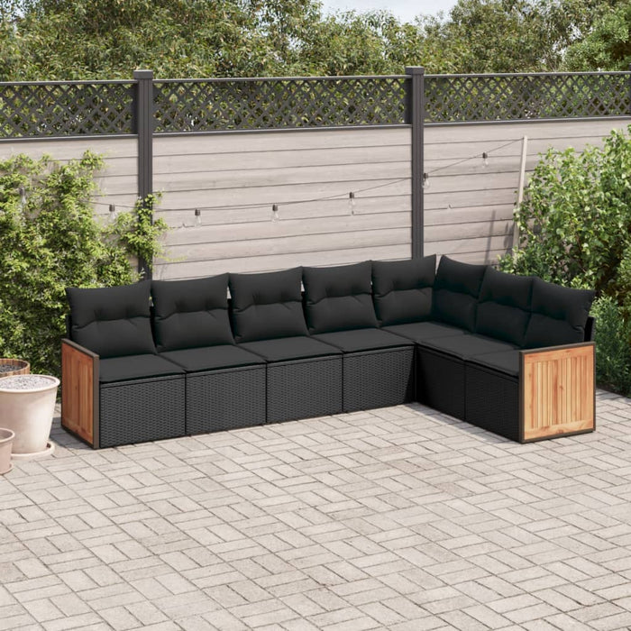 Set canapele de grădină cu perne, 7 piese, negru, poliratan - WALTI WALTI