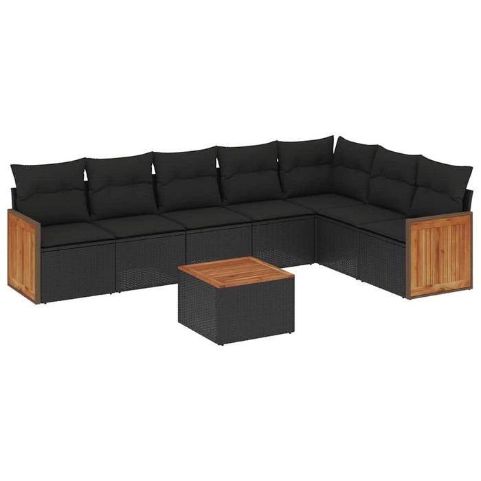 Set mobilier de grădină cu perne, 8 piese, negru, poliratan - WALTI WALTI