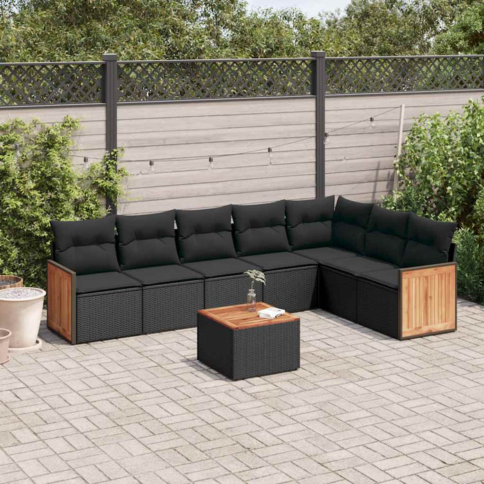 Set mobilier de grădină cu perne, 8 piese, negru, poliratan - WALTI WALTI